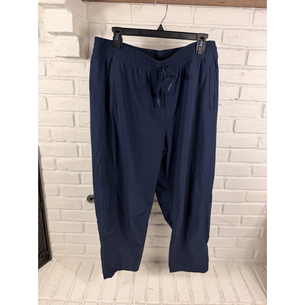 Athleta Womens Ankle Pants 14 Navy Blue Pull On Elastic Waist Stretch Travel